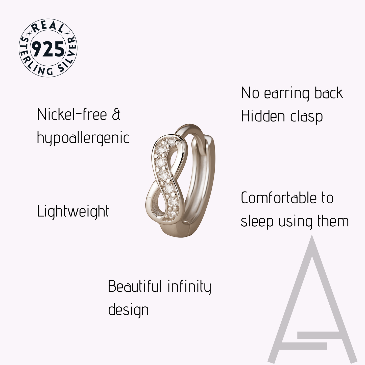 infinite hoop earrings - sterling silver 925