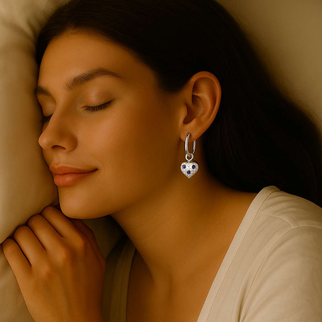 cosmic kiss earrings - sterling silver 925 with blue zircon stone