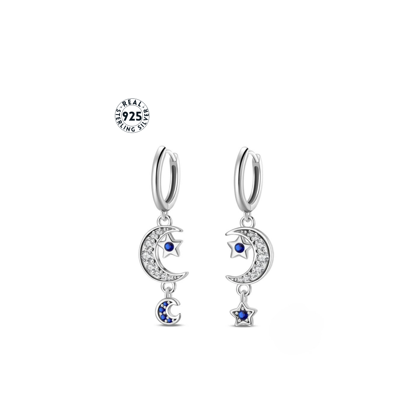 twilight gleam earrings - sterling silver 925 with blue zircon stone