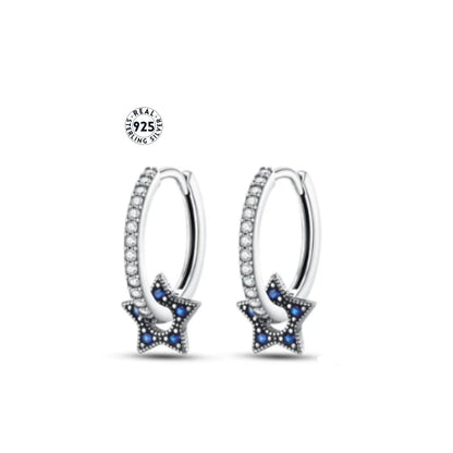 celestial sparkle earrings - sterling silver 925 with blue zircon stones