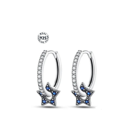 celestial sparkle earrings - sterling silver 925 with blue zircon stones