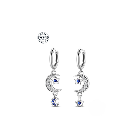 twilight gleam earrings - sterling silver 925 with blue zircon stone