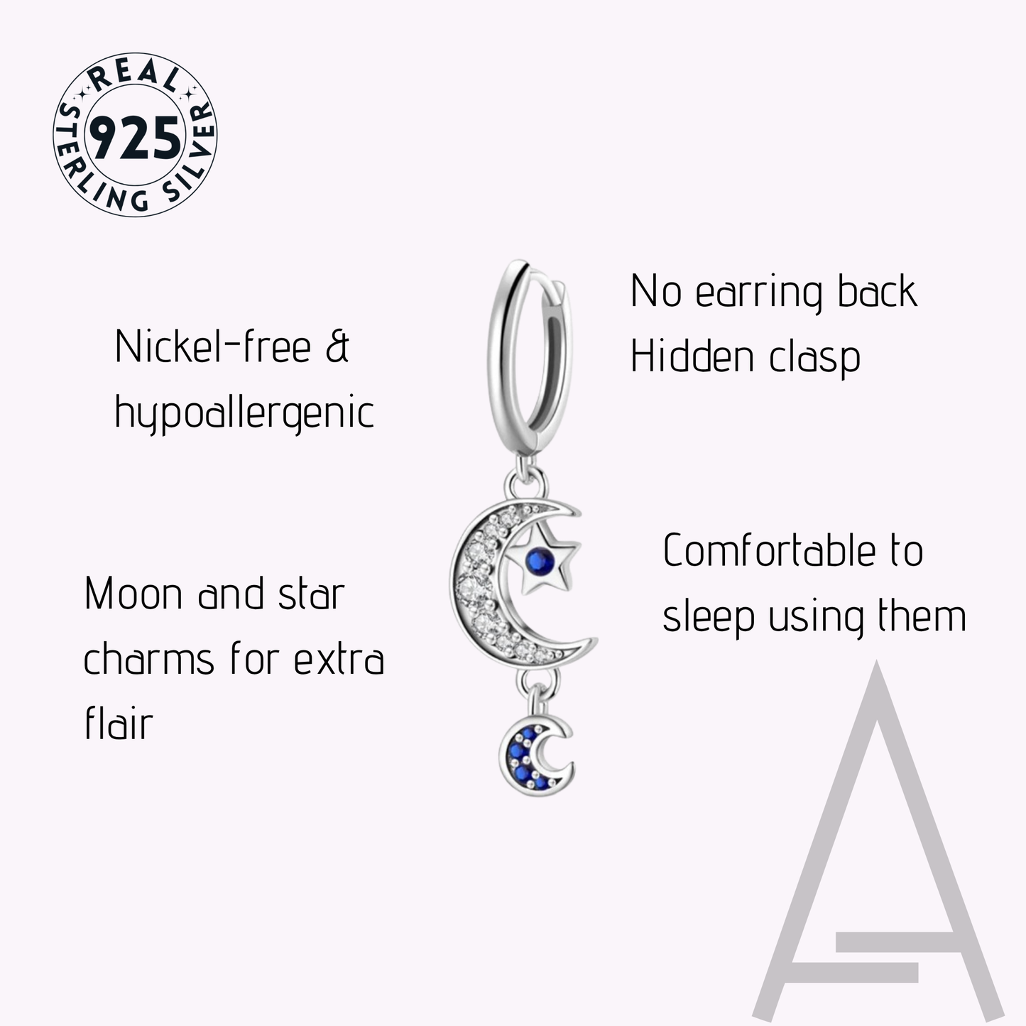 twilight gleam earrings - sterling silver 925 with blue zircon stone